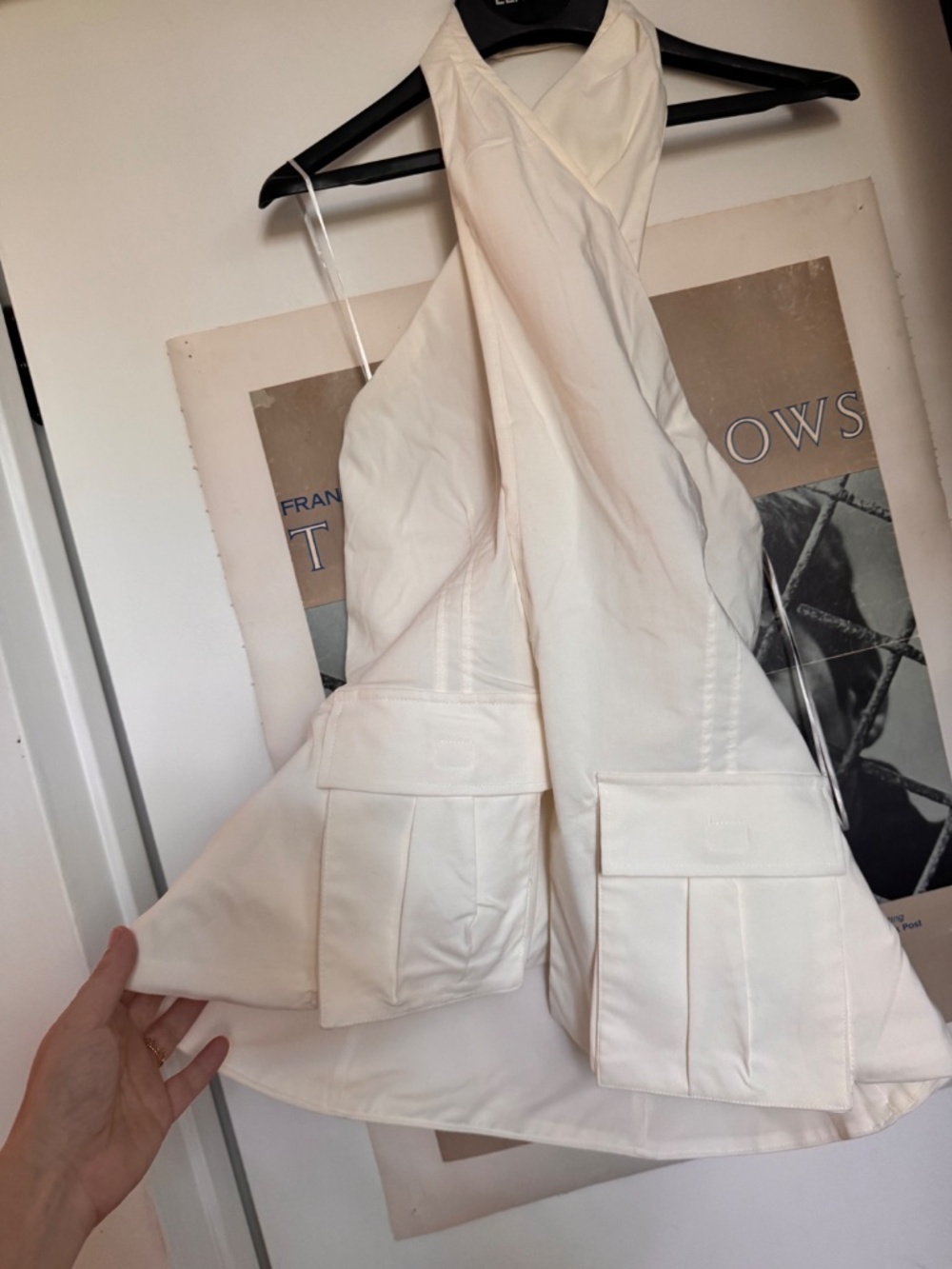 Zara Draped Wrap Halter Open Front Top Ecru Size M NWT